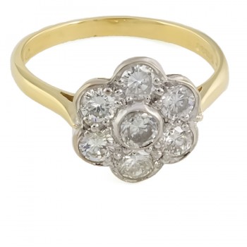 18ct gold Diamond 0.75cts Cluster Ring size P